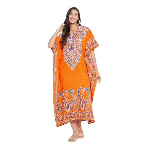 Image of Oussum Women Polyester Casual Long Plus Size Beach Caftan Cover Up Maxi Dress 1X-3X Summer Kaftan Dresses for Women