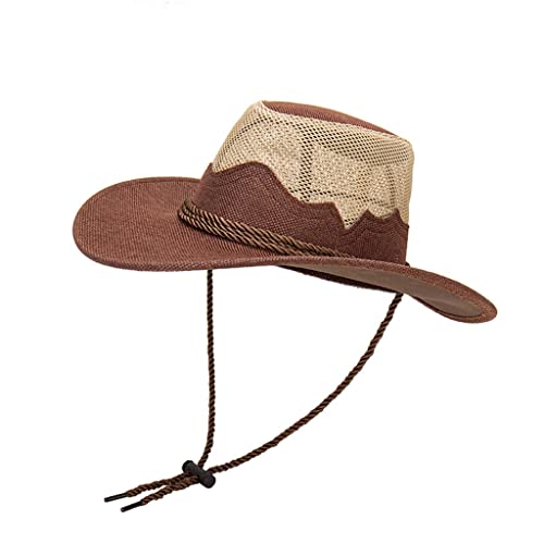 Chapeau de plage isolant en paille de denim tricoté contre le soleil pour homme