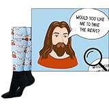 CHEVAUX Equestrian Boot Socks for Horse Riders w Padded Foot, Tall Horse Socks, Equestrian Gifts, Riding Apparel (Jesus Take the Reins) 1 Pair