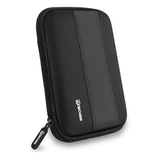 Image of AirCase Rugged Hard Drive Case for 2.5-inches Western Digital, Seagate, Toshiba, Portable Storage Shell for Gadget Hard Disk USB Cable Power Bank Mobile Charger Earphone, Water Resistant (Black)