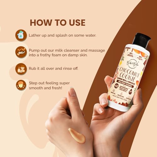 Image of Bath&Bathe Choconut Cookie Body Wash - Chocolate & Almond Milk | Sulfate-Free, Paraben-Free Body Cleanser | Hydrating & Brightening for Soft, Glowing Skin 250 ml
