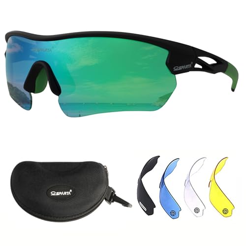 Sports Sunglasses(3. Black Frame Full Lens Green)