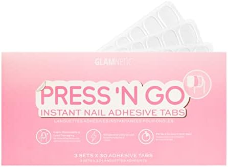 Glamnetic Press 'n Go Instant Nail Adhesive Tabs | Short Term Wear, Easily Removable & Less Damaging, Customized Fit | 90 Tabs
