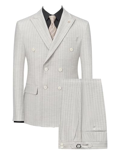 Costume veste et pantalon à double boutonnage à rayures homme ulnomio