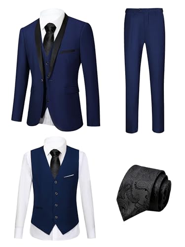 Men's 5 Piece Slim Tuxedos Prom Suit Male Groom Wedding Suit Tux Shawl Lapel One Button Jacket Vest Pants Shirt Set