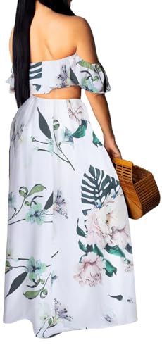 Image of Sexy Two Piece Sets for Women Vacation Elegant Sleeveless Top Long Split Maxi Dress Beach Swimwear