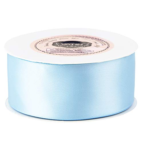 Vatin 1-1/2 Inches Wide Double Faced Polyester Light Blue/Baby Blue Satin Ribbon Continuous Ribbon- 25 Yard, Perfect For Wedding, Gift Wrapping, Bow Making & Other Projects #TOP2