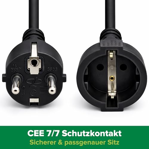 InLine Schutzkontakt-Verlängerungskabel CEE 7/7 für Innenbereich, GS-zertifiziert mit Kinderschutz, 230V, H05VV-F3G1,5, 2m, schwarz, 16402 – Ansicht 3