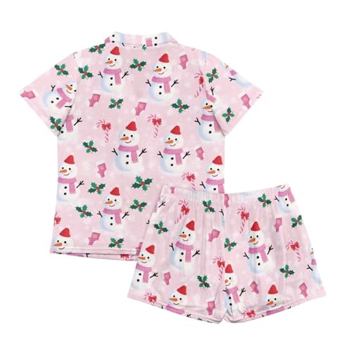 Image of Renewold Women's Short Sleeve Pajama Set Button Down Sleepwear with Notch Collar Soft Lounge Top and Shorts with Pockets