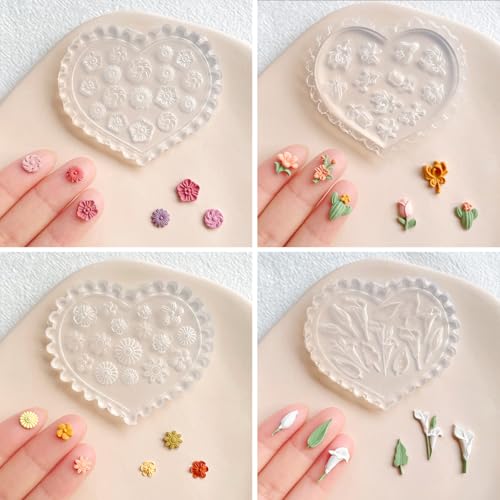 KEOKER Spring Polymer Clay Molds, Polymer Clay Silicone Molds, Butterfly Polymer Clay Mini Molds, 8pcs Earring Molds for Polymer Clay, Polymer Clay Molds for Jewelry(Substitute Micro Clay Cutters)