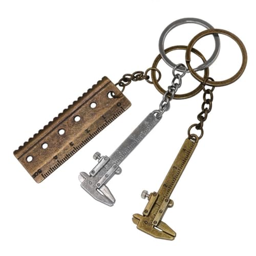 XAGMODSHN 3Pcs Vernier Caliper Keyring Metal Vernier Caliper Straight Tooth Keychain Pendant Alloy Keychain