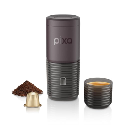 Comparison: Best Portable Espresso Machine 10 WACACO PIXAPRESSO, Coffee Machine Electric & Portable, With 4 Coffee Types & Fast Heat-Up, 3* 3000mAh Battery Up to 5 Cups, 20 Bar Portable Espresso Maker For Ground Coffee & NS Capsule, Dark Burgundy