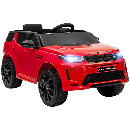 Qaba 12V Kids Ride on Car, Land Rover Discovery Sport Licensed Battery Powered Kids Electric Car with Remote Control, Soft Start, LED Lights, Music Horn, 3 Speeds, Red