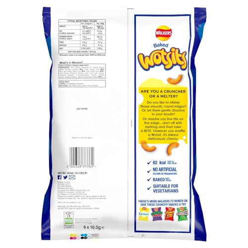 Walkers Wotsits Really Cheesy Multipack Snacks Crisps 6x16.5g