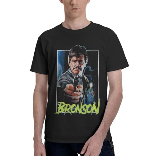 Charles Music Bronson Shirt Men Short Sleeve Tshirt Summer Fashion Cotton Crewneck Tops Vintage Classic Graphic Tee Shirt Urban Streetwear Black