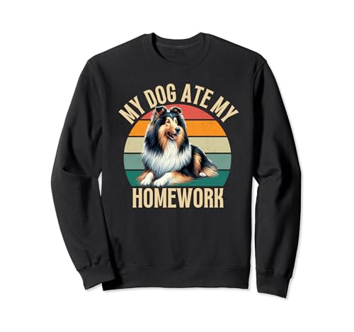 My Dog Ate My Homework - Chien de Collie rétro Sweatshirt