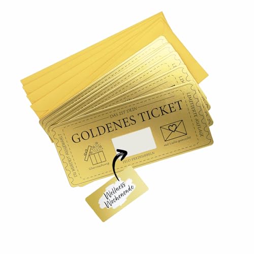 GEHENFRUCHT Billete dorado con tarjeta para rascar, tarjeta de regalo para rellenar con tarjetas de rascar, vale de cine, cupón de viaje, tarjeta de cumpleaños regalos para mujeres, novia, mamá papá