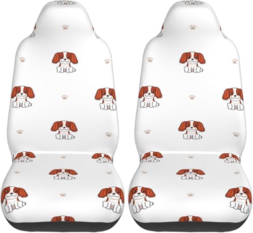 かわいい キャバリア スパニエル犬(3) シートカバー 2枚 前席 防汚 カーシートカバー シートエプロン クッション 軽自動車 普通車 ブラック 運転席 助手席 座席 おしゃれ 車用 シート カバー プレゼント W8