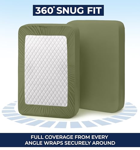 Image of Utopia Bedding Extra Deep Pocket King Fitted Sheet, Fits up to 21 Inch Mattress - Hotel Luxury, Soft, Breathable and Comfy - Shrinkage and Fade Resistant - Easy Care (Olive)