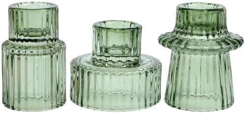 HofferRuffer Glas Kerzenhalter 2-in-1 Teelichthalter Kerzenhalter Taper...