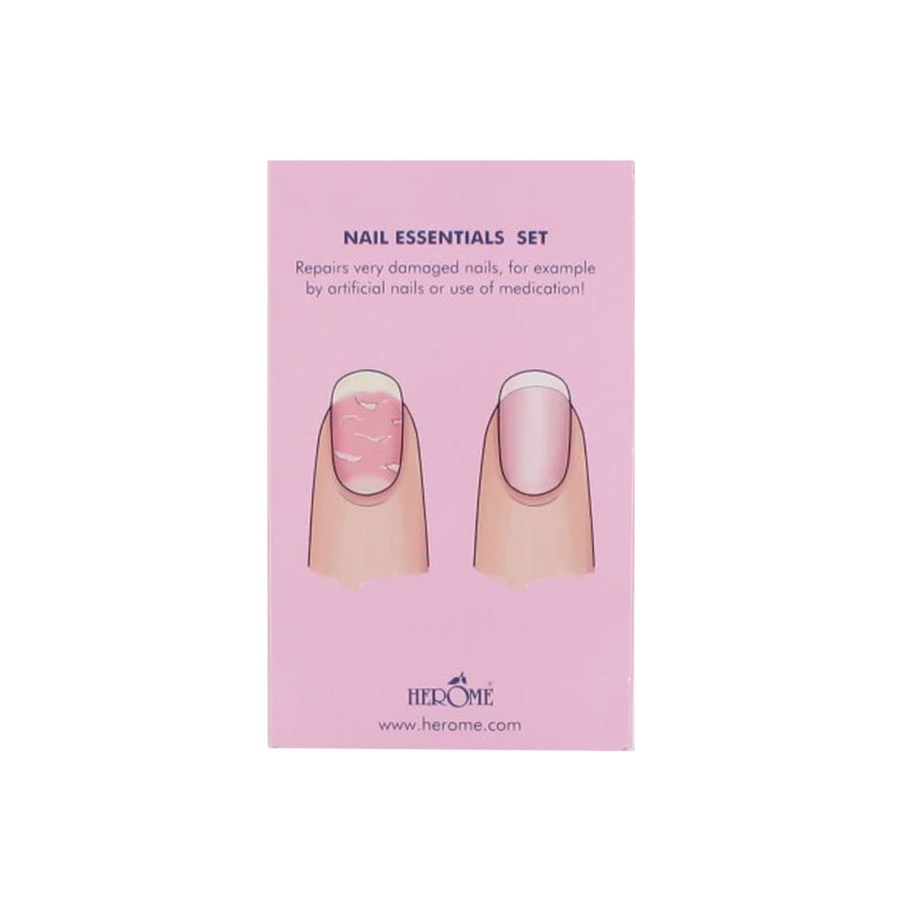 Herome - Nail Essentials Set Pink | Treatment Kit for Post-Acrylic, After Pregnancy, for Damaged Nails, contains 1 Nail Hardener, 1 Nourishing Nail Oil, 1 Cuticle Serum Oil, Results in 30 days - Image 3