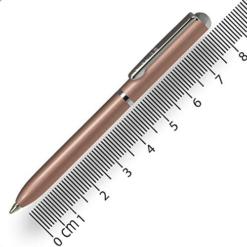 ONLINE mini twist balpen Rosegold met metalen clip │ standaard penvulling │ kleine pennen voor de portemonnee │ 8 cm lengte, past in portefeuilles & kleine tassen │ biro met zwarte schrijfkleur