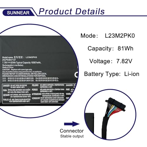 Image of 81Wh L23M2PK0 L23B2PK0 Laptop Battery for Lenovo Legion Go 8APU1 83E1 AMD Handheld Series L23D2PK0 L23C2PK0 L23L2PK0 5B11M36298 SB11M36297 5B11M36299 5B11M36296 7.82V 10360mAh