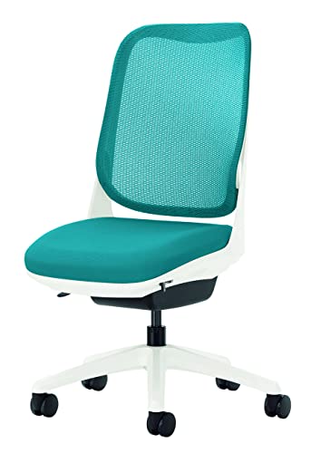 ライオン事務器 オフィスチェア アームレス ライド ターコイズブルー 79801