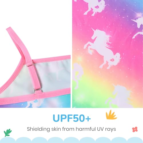 LQSZ Girls Rash Guard Sets Long Sleeves Swimsuit 3 Pieces Tankini Bathing Suit Swimwear for Girls 3-12 Years2