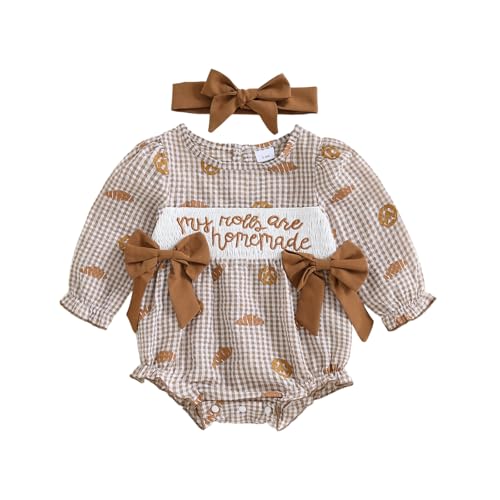 My First Thanksgiving Baby Girl Outfit My Rolls are Homemade Onesie Bubble Romper Fall Newborn Infant Clothes