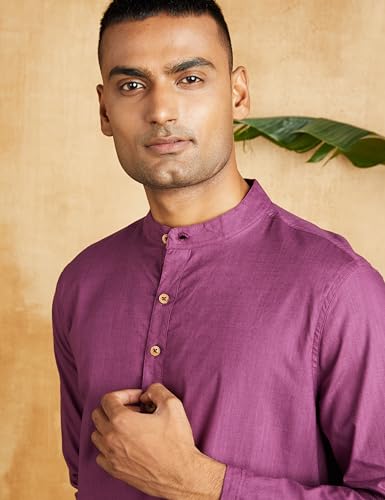 Image of Amazon Brand - Symbol Men's 100% Cotton Solid Long Length Casual Kurta - Regular Fit (Available in Plus Sizes)