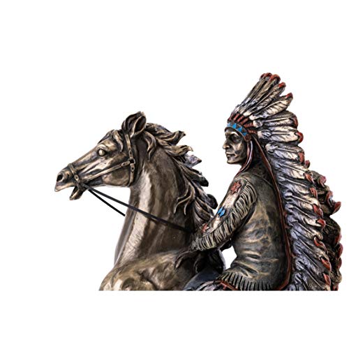 Estatua Chief Sitting Bull a Caballo 10.75 in Bronce miniatura 5
