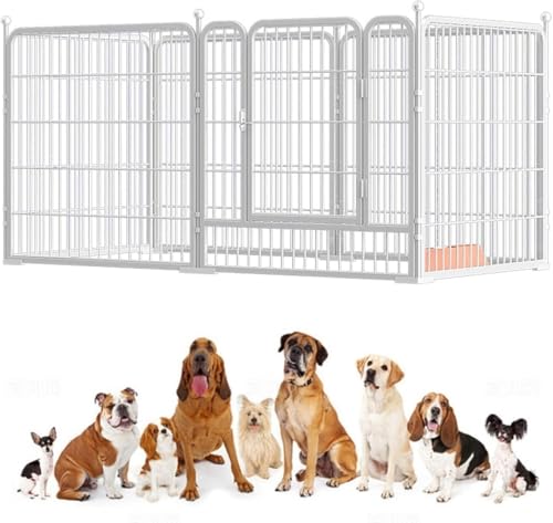 Forubar Dog Panel Pet Playpen 6 Panels Pen Bunny Fence Indoor/Outdoor/Camping Fence Playpen Heavy Duty Metal Exercise Pen Dog Crate Cage Kennel (White 120 * 60 * 60cm 6)