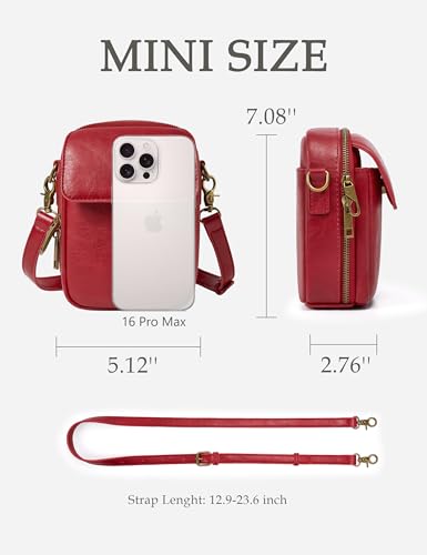 Image of Yarnic Small Crossbody Bag, Vegan Leather Cell Phone Purse for Women, Vintage Wallet Bag with Card Slots