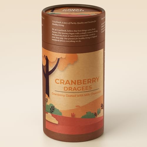 Image of CrustNotch Cranberry Dragees - Milk Chocolate Coated Dried Cranberries - Gourmet Sweet & Tart Fruit Candy - Premium Chocolate Covered Berries Snack 200gm