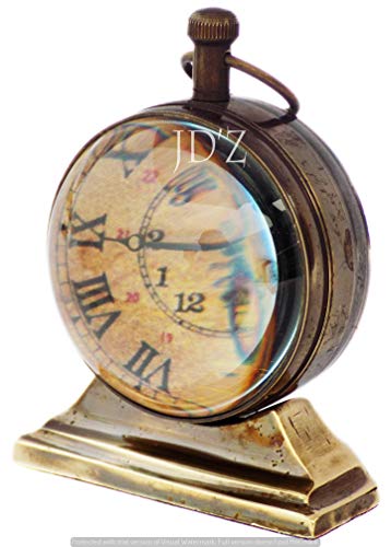 Jd'z Collection Brass Vintage Nautical Desk And Shelf Clock With Magnetic Compass, Analog, Roman Dial, Antique Finish For Study Table, Office, Bedroom, Living Room, Home Decor (2.5”, Brown) #TOP3