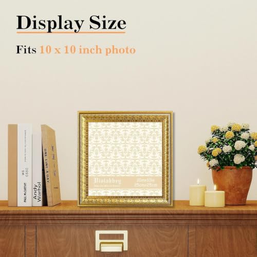 Image of VIOLABBEY 10x10 Picture Frame Gold Set of 2, Vintage Photo Frame for Wall or Tabletop Display, Classic Design for Office Home Decor, Fits 10x10 Pictures