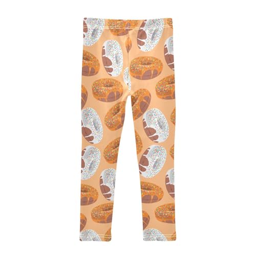 Donuts with Chocolate Or Glaze Girls Leggings,Workout Leggings for Girls Toddler Athletic Leggings Size for 3-10T2