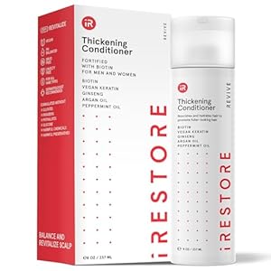 iRESTORE Biotin Hair Conditioner for Damaged Dry Hair – Biotin Conditioner for Fine Hair Growth, Volumizing Thickening Conditioner with Ginseng & Argan Oil to Moisturize, Pair With Hair Loss Shampoo