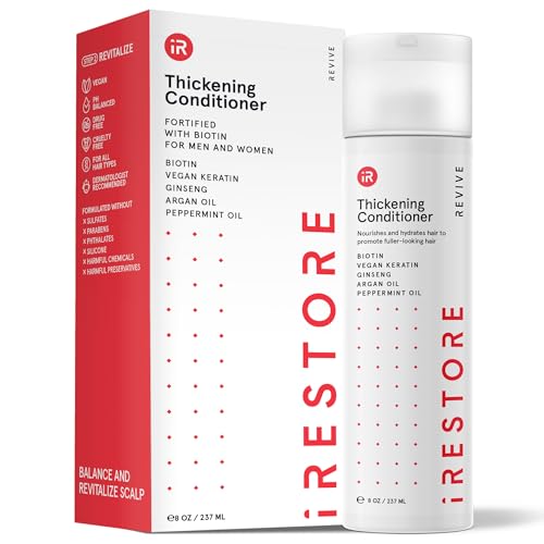iRESTORE Biotin Hair Conditioner for Damaged Dry Hair – Biotin Conditioner for Fine Hair Growth, Volumizing Thickening Conditioner with Ginseng & Argan Oil to Moisturize, Pair With Hair Loss Shampoo