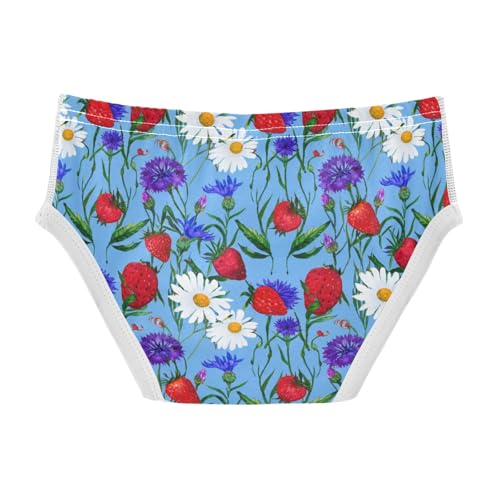 CHIFIGNO Vintage Strawberry Flowers Blue Boy Briefs Cotton Boys' Underwear Soft Printed Brief Underwear2