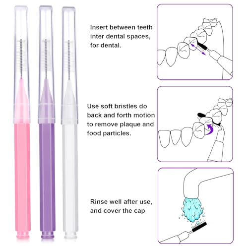 Image of Patelai 100 Pieces Braces Dental Brush for Cleaner Interdental Toothpick Dental Tooth Flossing Head Oral Hygiene Flosser Toothpick Cleaners Tooth Tool(Pastel Colors,Mixed Size)