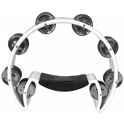 Pandeiro Meia Lua Em Abs Branco Liverpool Com 16 Platinelas