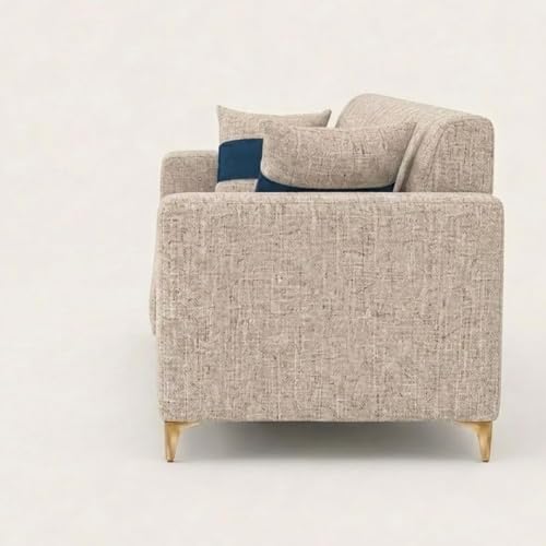 Image of FURNY Signature Regalia 3 Seater Sofa Set | Boucle Weave Fabric | 40D Foam + Zigzag Spring | 3-Yr Warranty (Sandstone Beige) | Modern Living Luxury Sofa Set for Home, Office & Hotel Spaces