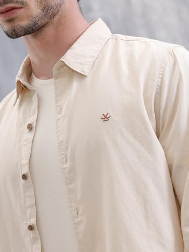 Image of WROGN Men's Cotton Linen Blend Shirt | Solid | Slim Fit