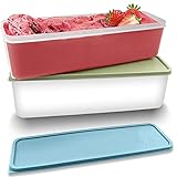 Set of 2 Ice Cream Containers 1.4 Quarts Homemade Ice Cream Storage Containers for Freezer (Green, Blue)