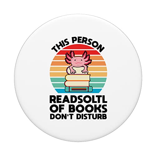 this person readsoltl of books don't disturb axolotl books PopSockets Swappable PopGrip, Black - Image 3