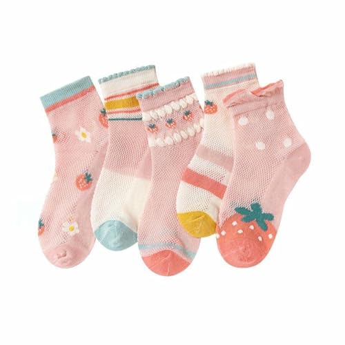 5 pairs - 's Korean version spring and autumn mesh thin trendy comfortable socks - product [Loli Princess] - M size [6-8 years old]3
