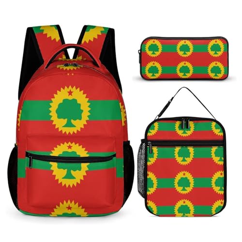 Flag of The Oromo Liberation Front Cute Backpacks Set Lightweight Lunch Bag Aesthetic Pencil Cases for Travel Work