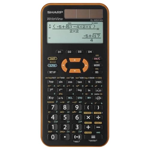 Sharp EL-W531 XG-YR Wissenschaftlicher Schulrechner (4-zeilige Anzeige WriteView D.A.L.-Eingabe) Orange